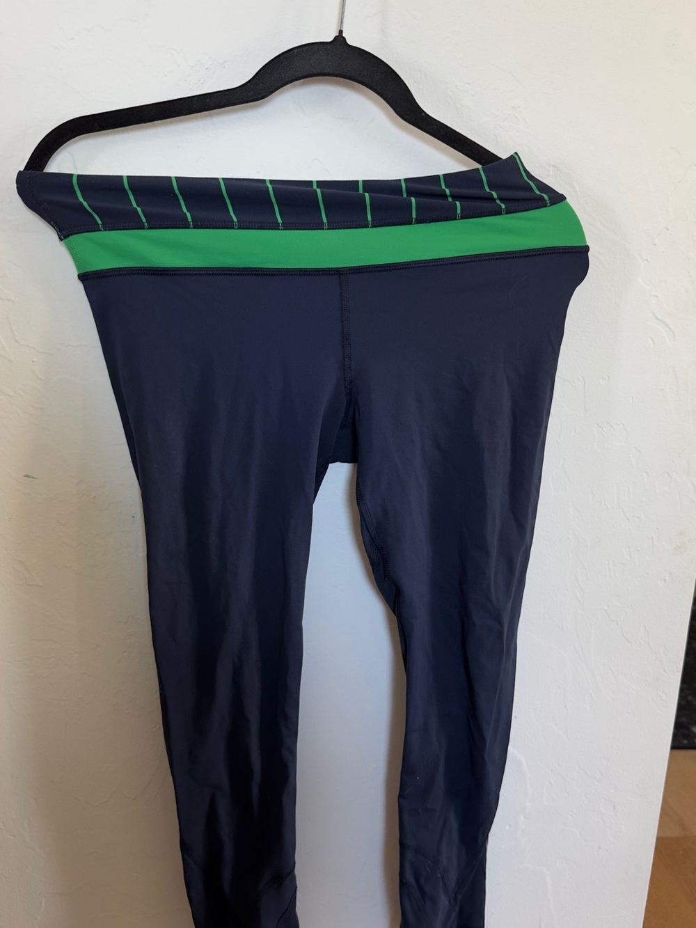 lululemon athletica Navy Leggings with Green Waistband